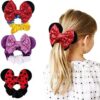 4 Pcs Mouse Ears Velvet Scrunchies Sequin Bows Hair Bands