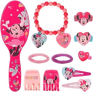 Minnie Mouse 11pcs Girls Kids Hair Accessories Clips Comb Bands and Beauty Set