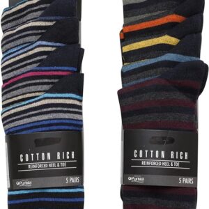 10 Pack - Cotton Rich Purista - Stripe/Argyle/Spots Design Socks