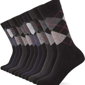 (12-Pack) Smart Mens Socks - Breathable Plain, Patterned