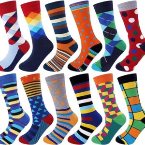 12 Pairs Mens Socks 9-11 Multipack Colourful Funky Dress Cotton Cool